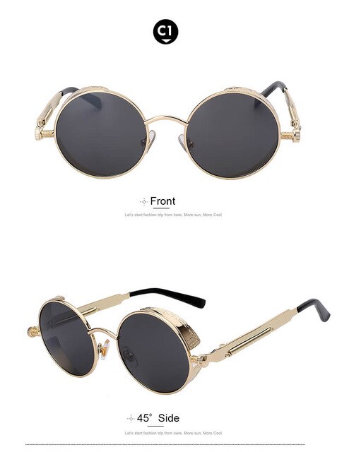 Round Metal Sunglasses Steampunk Men Women