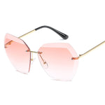 New Pink Trendy Hot Rimless Gafas De So Mujer Lens Sunglasses for Women