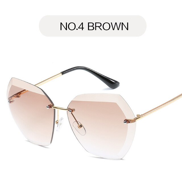 New Pink Trendy Hot Rimless Gafas De So Mujer Lens Sunglasses for Women