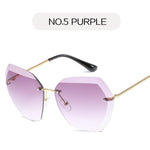 New Pink Trendy Hot Rimless Gafas De So Mujer Lens Sunglasses for Women