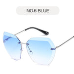 New Pink Trendy Hot Rimless Gafas De So Mujer Lens Sunglasses for Women