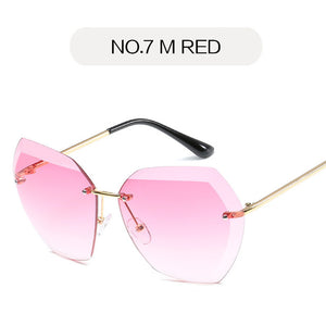 New Pink Trendy Hot Rimless Gafas De So Mujer Lens Sunglasses for Women